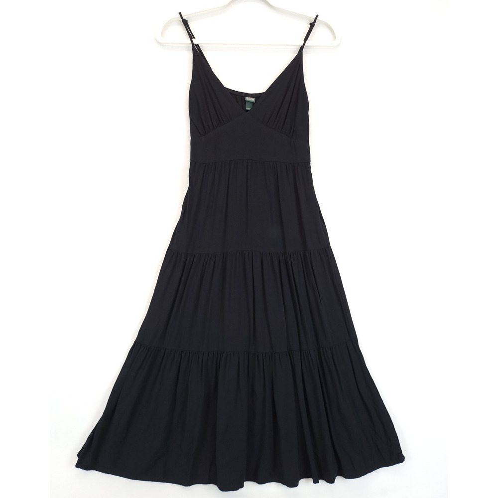 Wild Fable Tiered Short SunDress Adjustable Strap‎ Women XS Flowey Black Causal